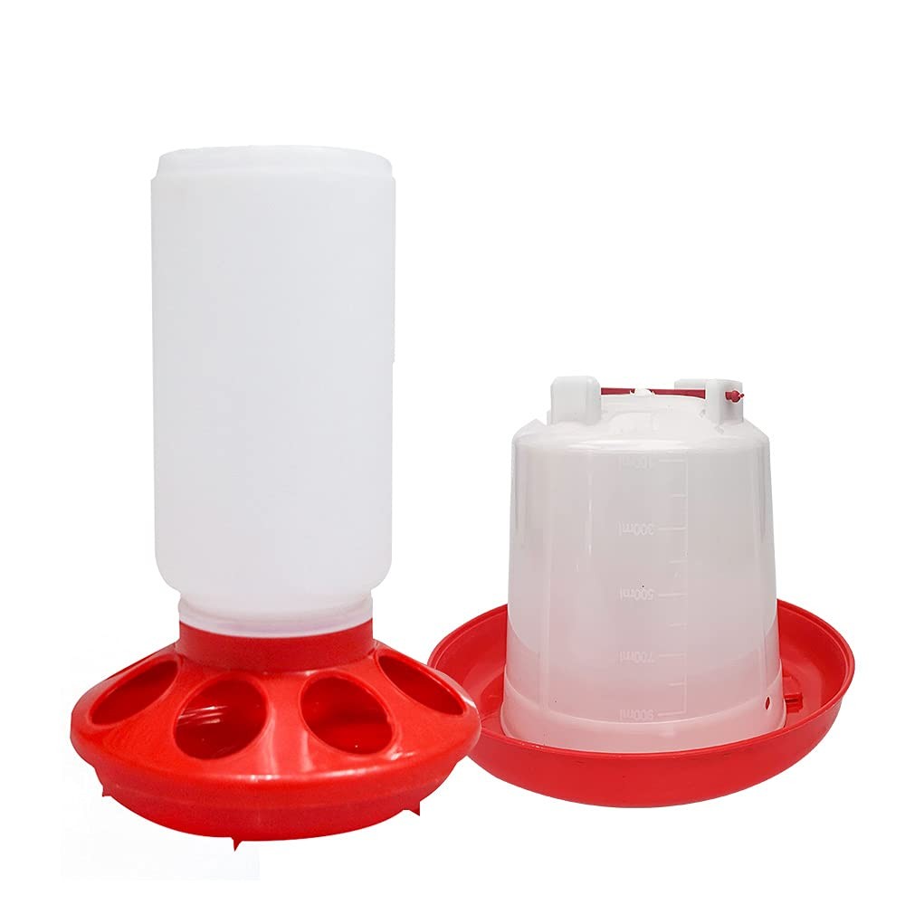 Chick Feeder and Waterer kit 1L Drinker & Feeder for Chickens Broilers,& Bird...