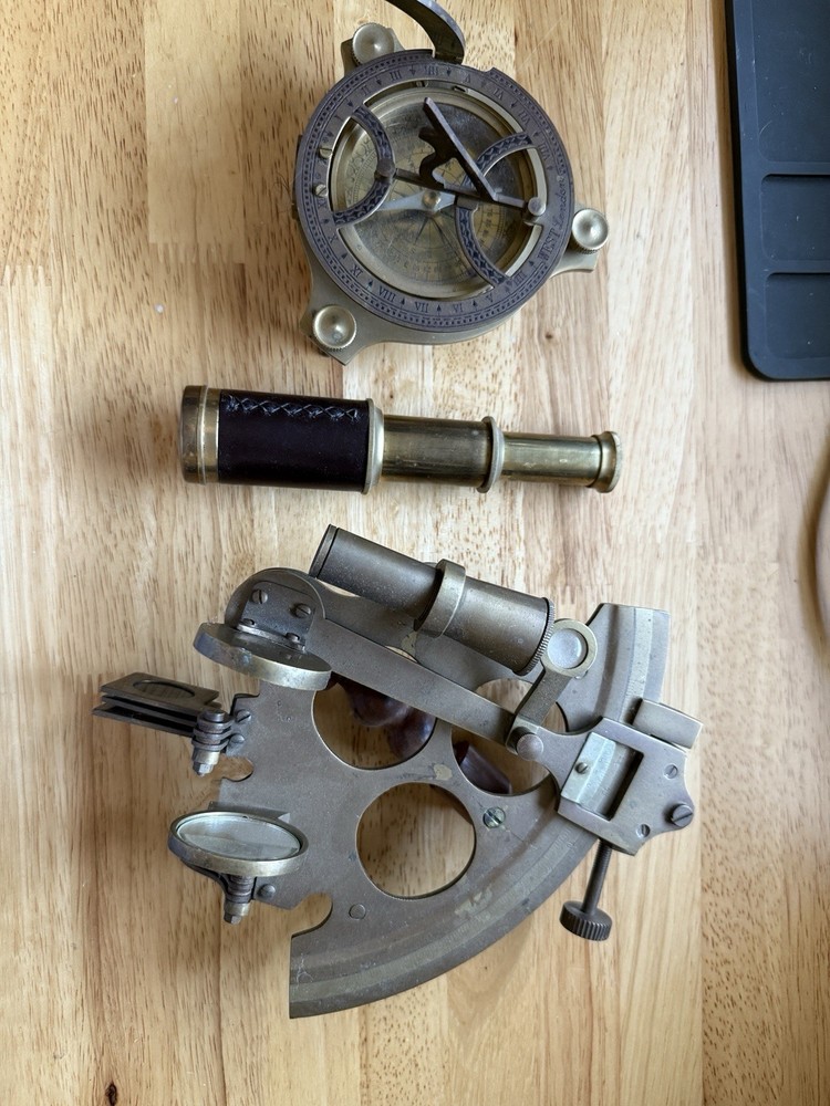 Three-piece nautical brass Sexton Compass scope set