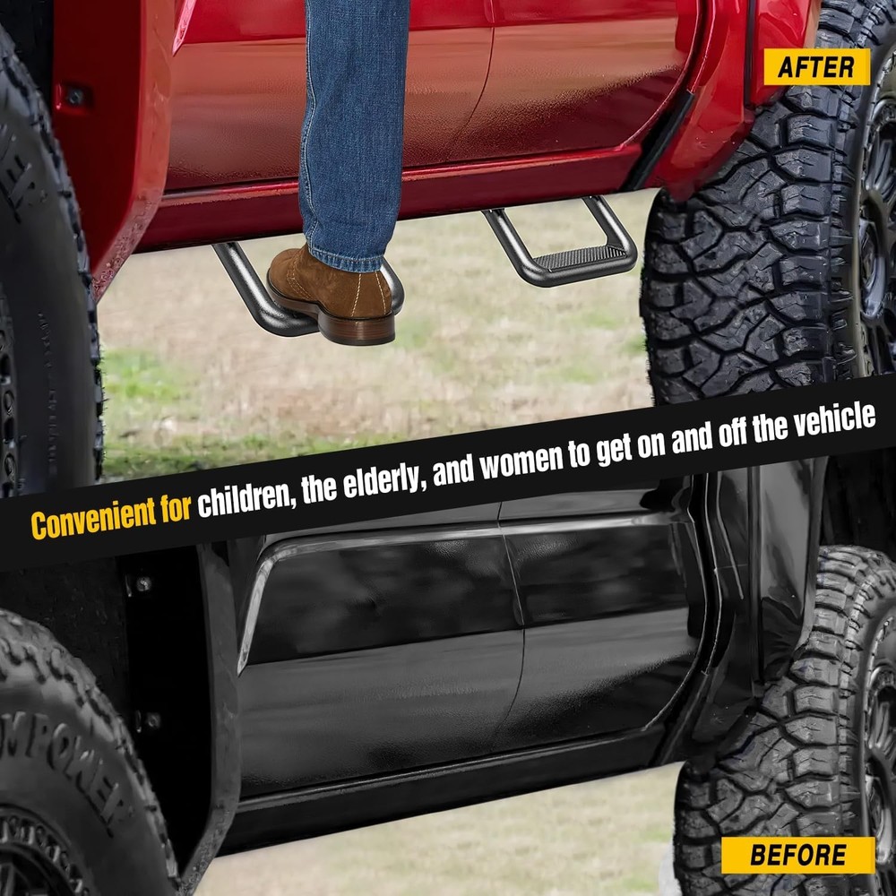 Universal Side Step Slip-Proof Aluminum Side Hoop Steps Nerf Bars Assembly 4 Pcs