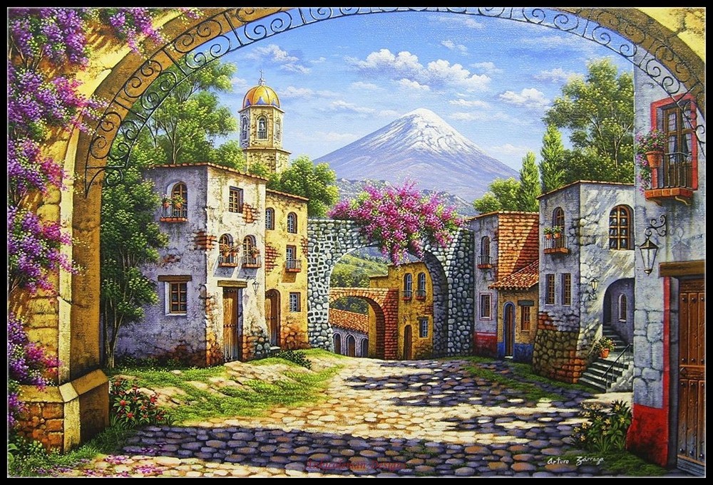 Three Arches - Chart Counted Cross Stitch Patterns Needlework DIY DMC Color