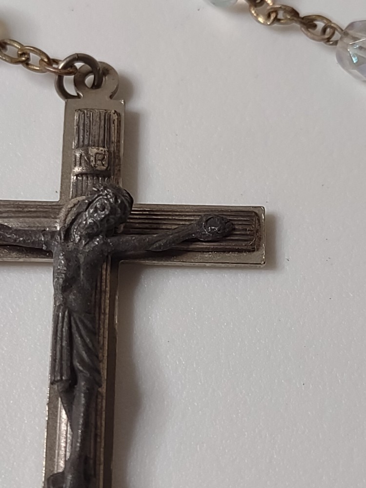 Vintage Clear Glass Bead Rosary