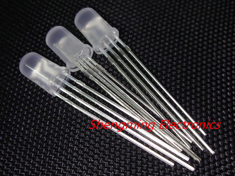 50pcs 5mm RGB LED Common Cathode Tri-Color Emitting Diodes Diffused