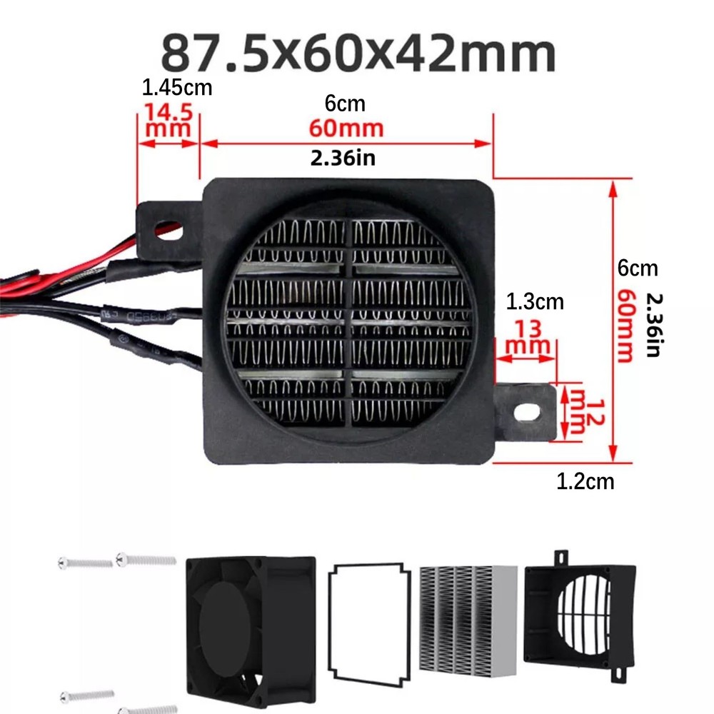 30s Rapid Heating PTC Ceramic Heater 12V 100W Multi-device Compatibility NEW