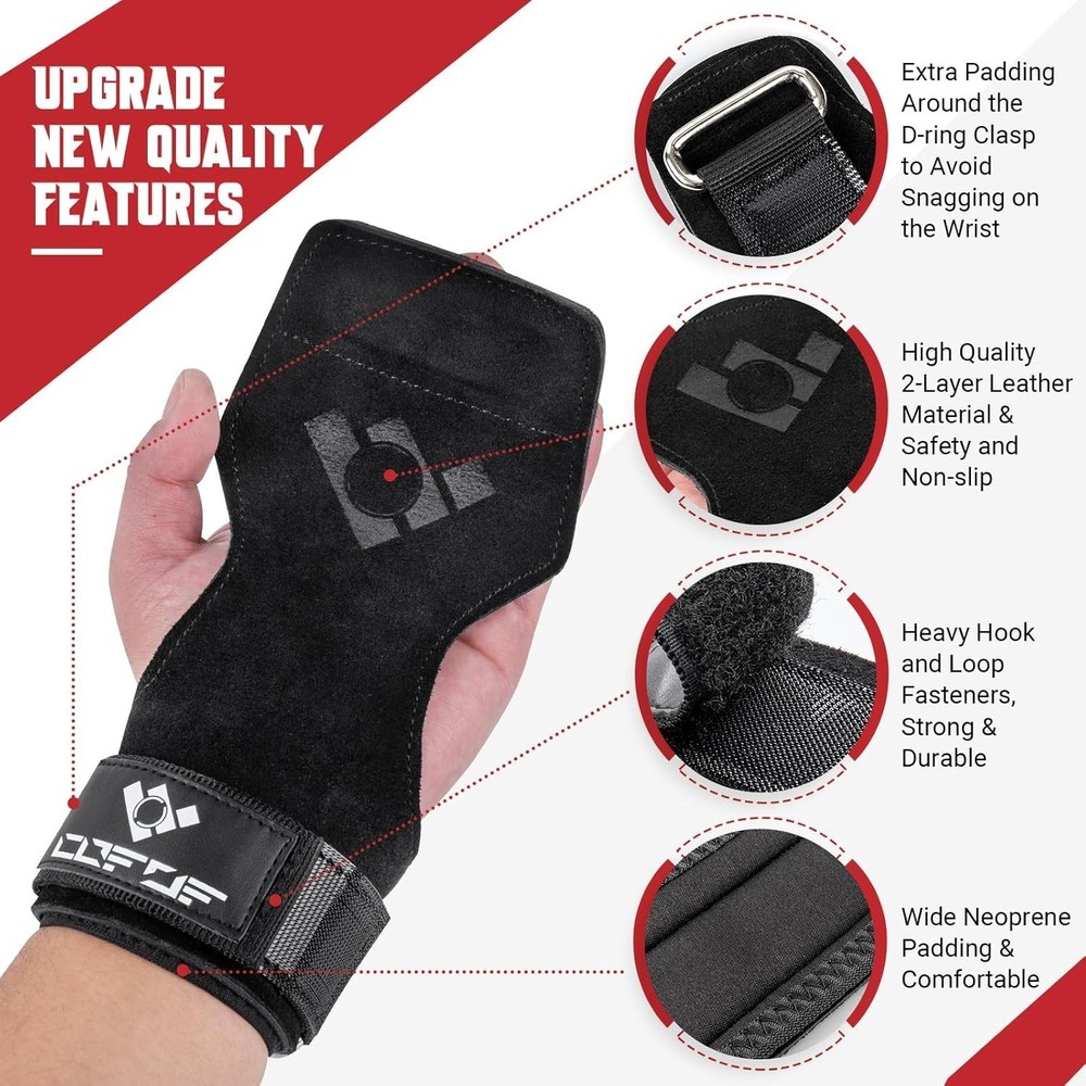 Double Layer Leather Weightlifting Wrist Straps - Adjustable Comfort Fit