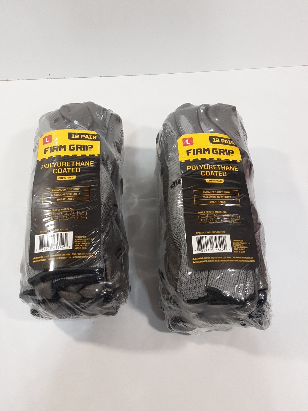 Firm Grip Large Polyurethane Coated Crew Work Gloves 2 packs of 12,  24 PAIRS