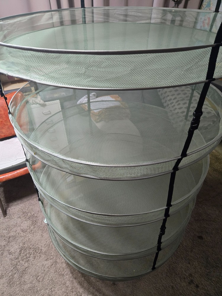 6-Layer Adjustable Hanging Drying Rack, Herb, Spice, Hydroponics, Mesh, Green