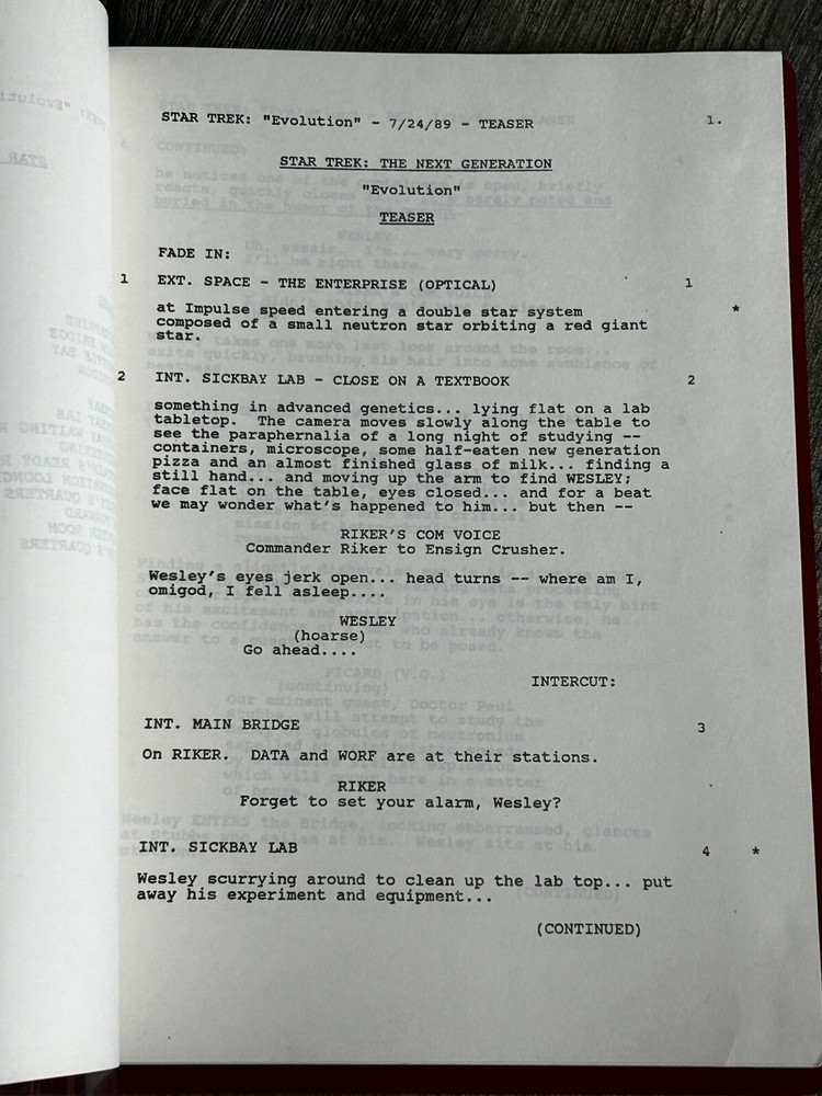 STAR TREK Script The Next Generation Evolution Revised Final Draft July 24 1989