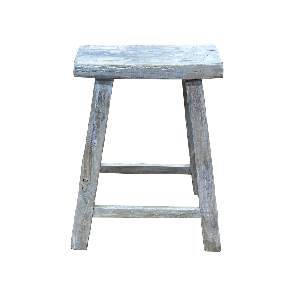 Rustic Raw Rough Wood Grain Rectangle Slim Stool Bench Side Table ws4640