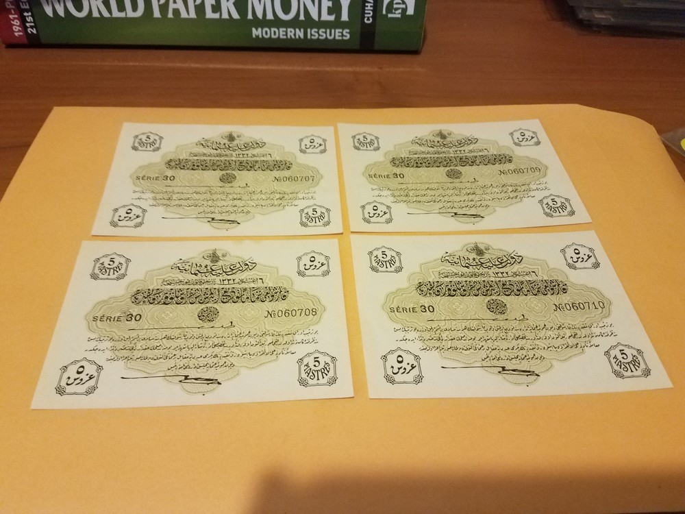 4 Turkey notes consecutive notes just light handling only otherwise UNC