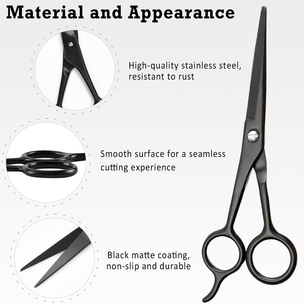 Sharp Stainless Steel Shears - Black - Professional Beard & Mustache Scissors...