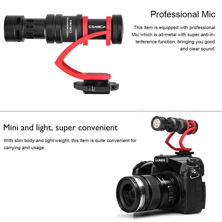 Mini On-Camera Directional Shotgun Mic (Red) - CoMica