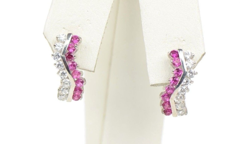 CZ Channel Set Sterling Silver Dangling Birthstone Leeverback Earring