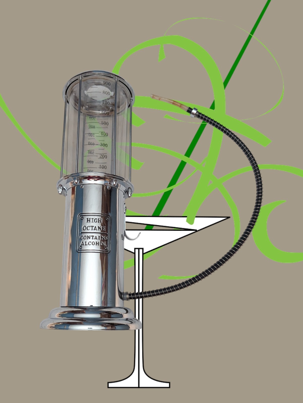 GODINGER Fill’er Up Liquor Pump GAS PUMP Liquor SILVER Beverage Dispenser 14"