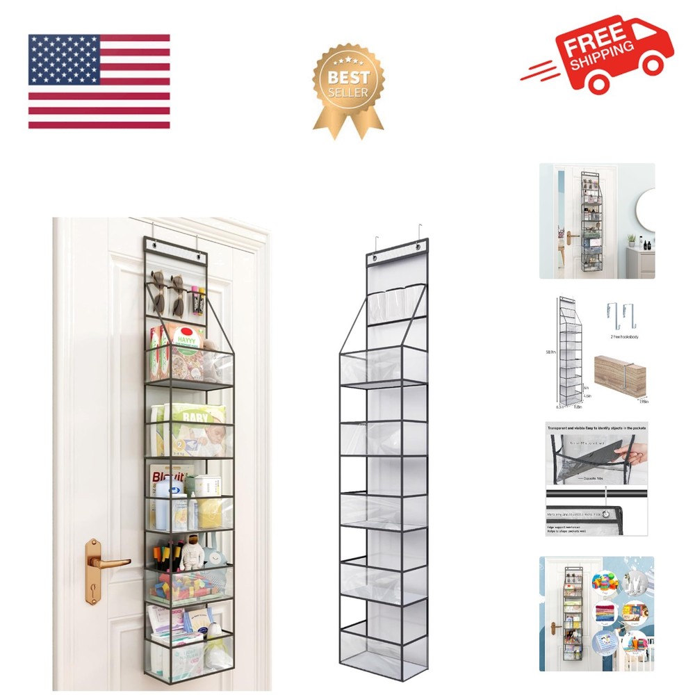 Versatile Hanging Pantry Organizer with Clear Pockets - Efficient Space Saver