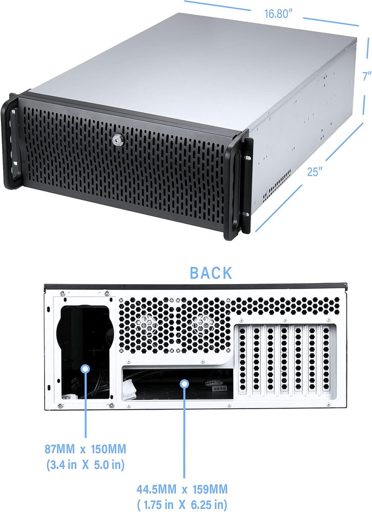 4U Server Chassis Rackmount Case | 15 3.5" HDD Bays | E-ATX Compatible | 6 Front