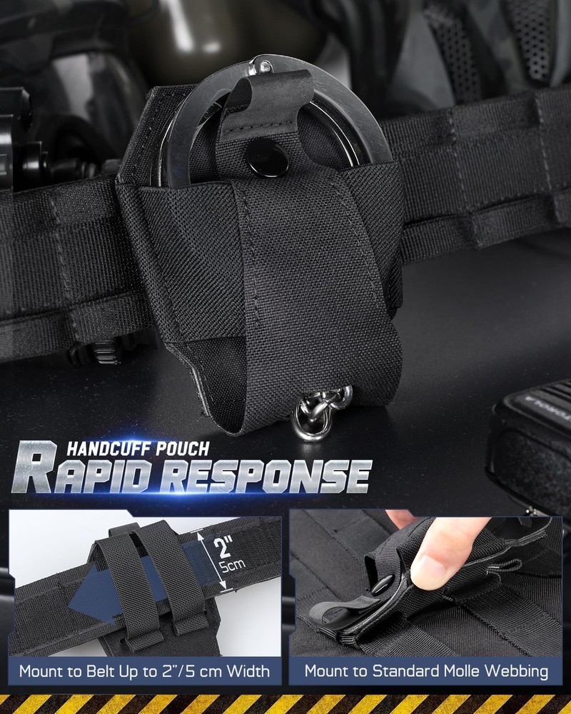 Handcuff Pouch Quick Release to Handcuffs, Molle Case Fit Black