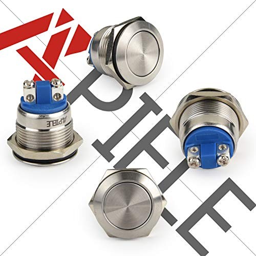 Push Button Switch 19mm Momentary Waterproof Stainless Momentary Flat Round