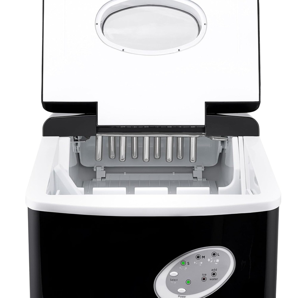 Counter Top Ice Maker Machine (Black), Compact Automatic Ice Maker, Cubes Ready