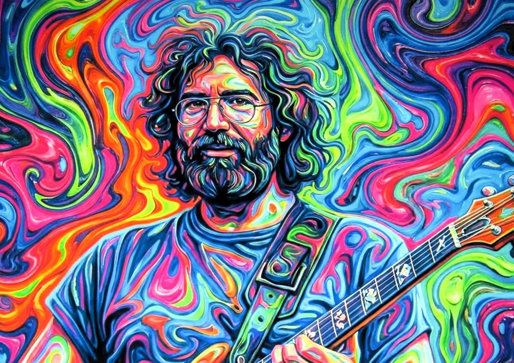 Large Jerry Garcia 1990 Beautiful Colors Art Grateful Dead Poster 19"x13"