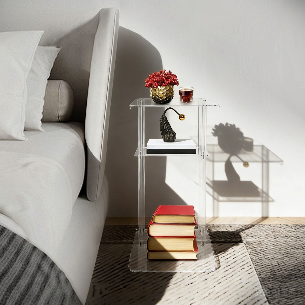 Clear Acrylic Side Table, Entryway Table, C Shaped End Table Minimalist Style