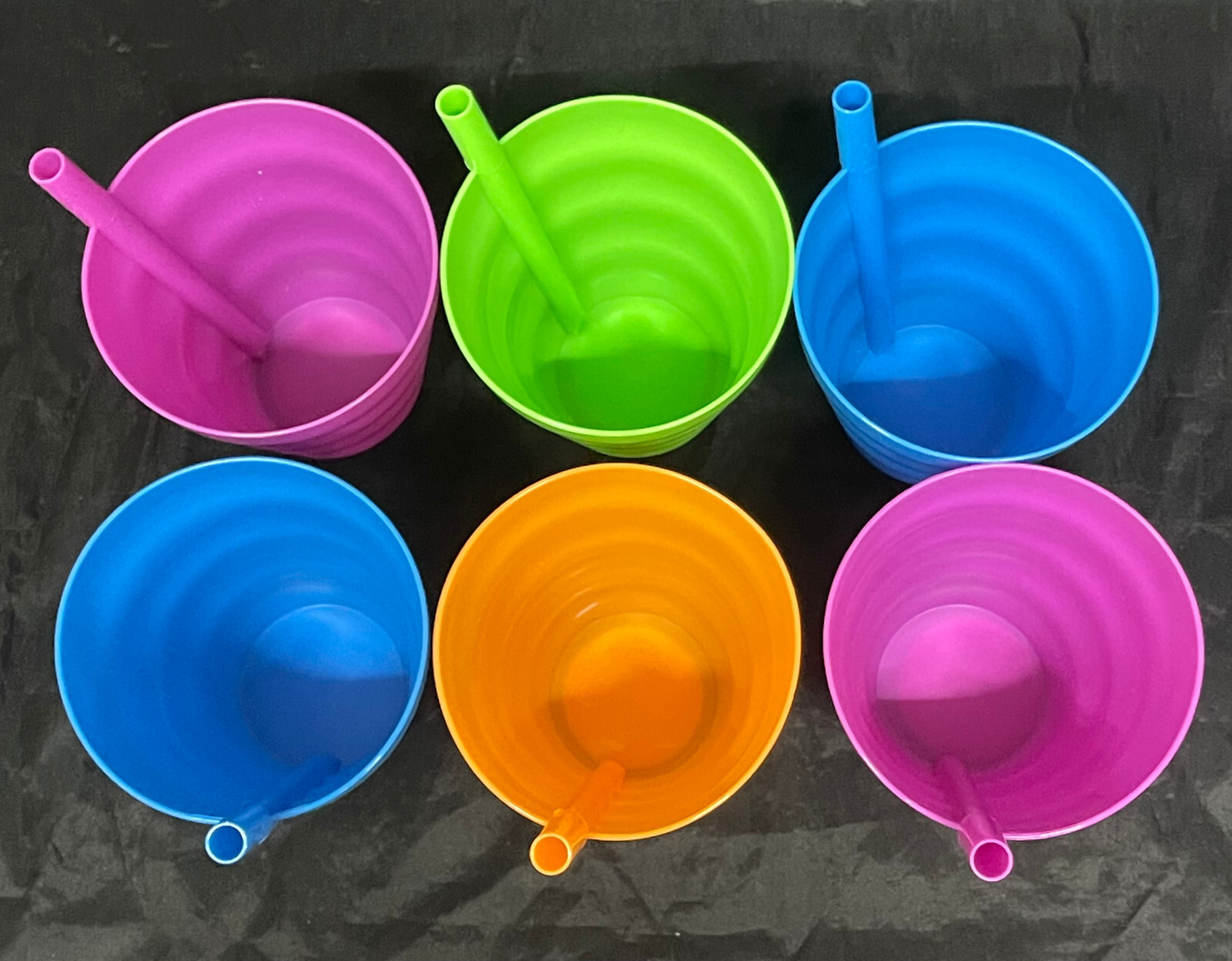 Kids Sip-A-Cup with Built In Straw, 10oz Multi-Color - MADE IN USA, LOT of 6