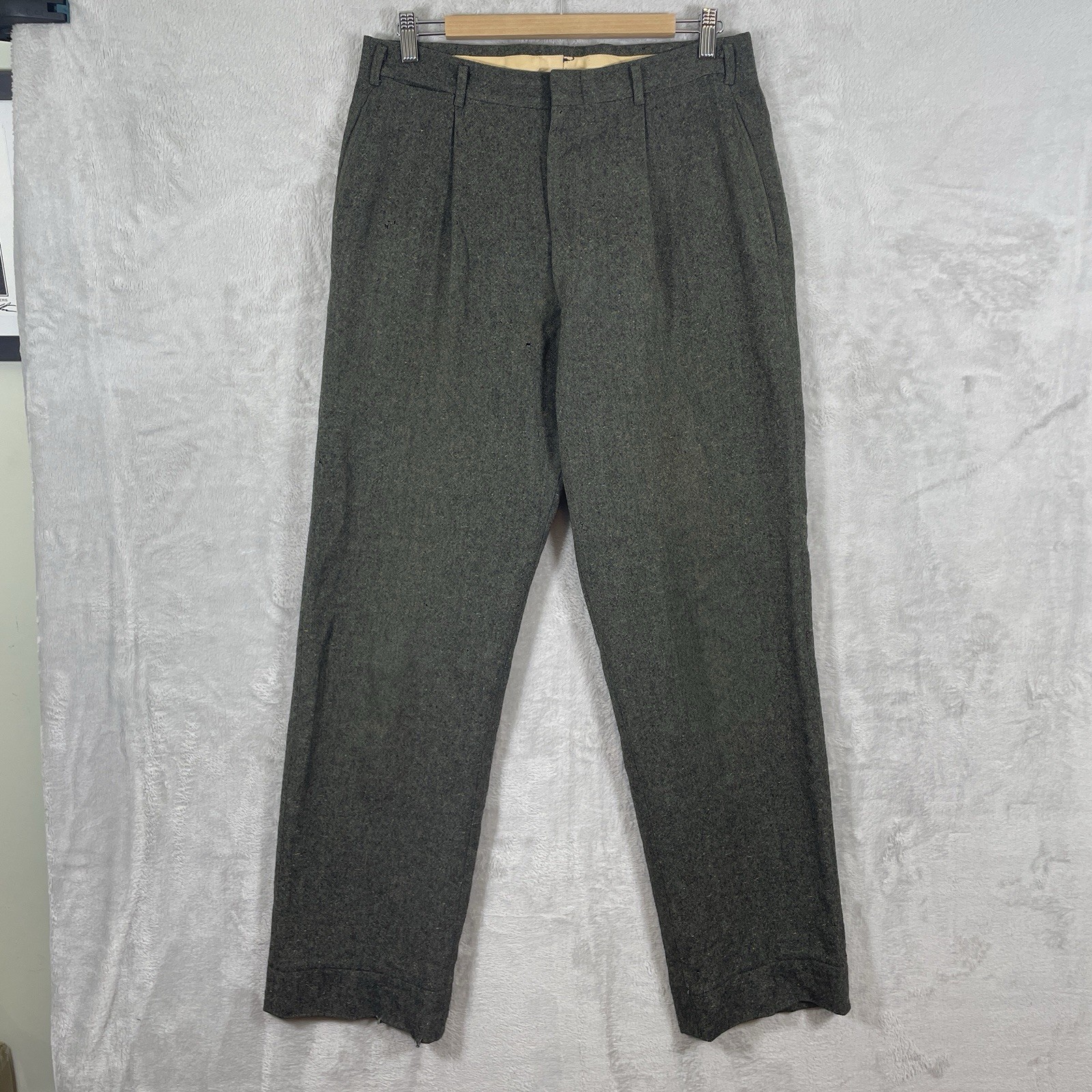 Vtg 50s Drop Loop Wool Slacks Men’s 32x32 Pendleton Rockabilly Pants Pleated 40s