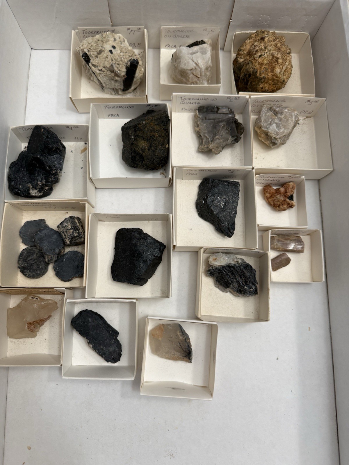 over 20 tourmaline specimens pala chief mine ca little three