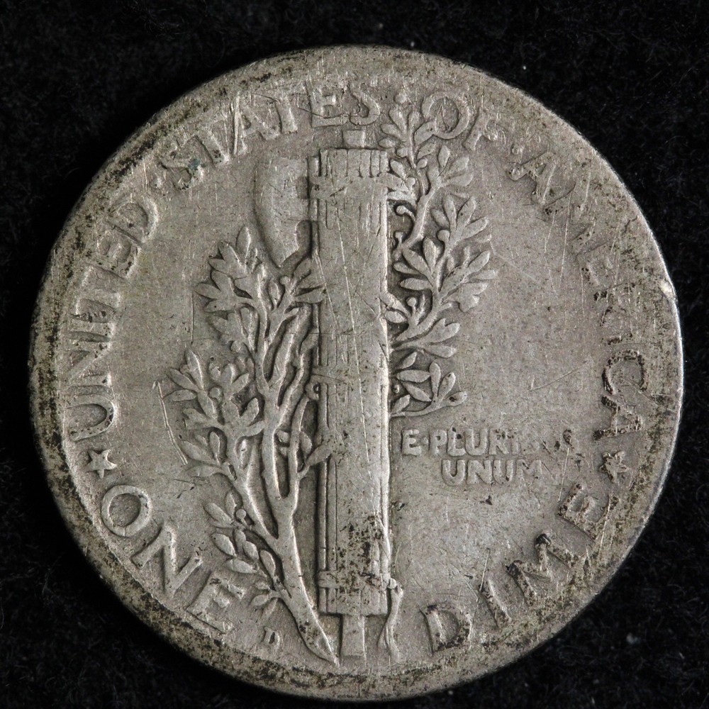 1917-D Mercury Silver Dime VF E276 UACQ