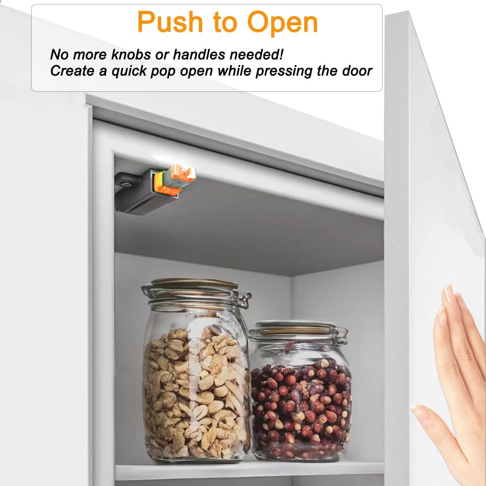 Self-Closing Push to Open Cabinet Hardware CBRIVE 4 Pack 4 Pack, Gray