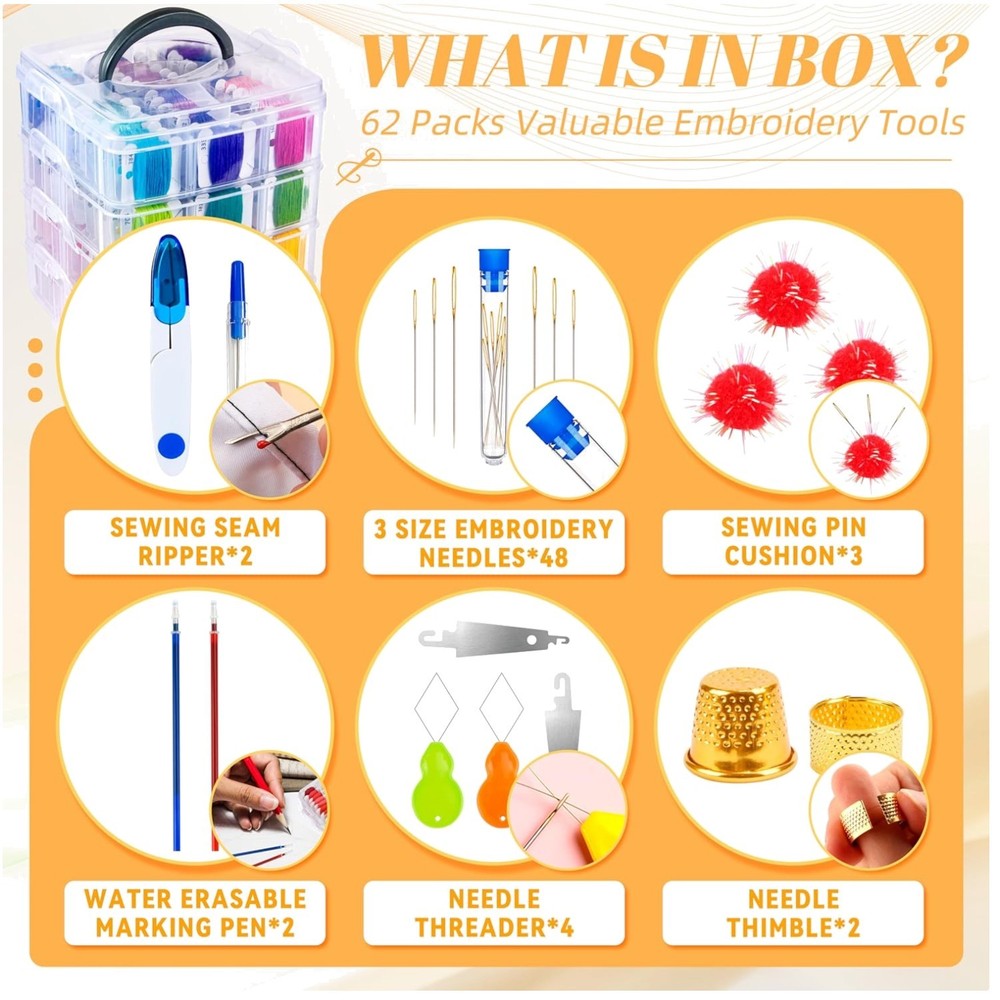 Ultimate Embroidery Floss Set with Storage Box