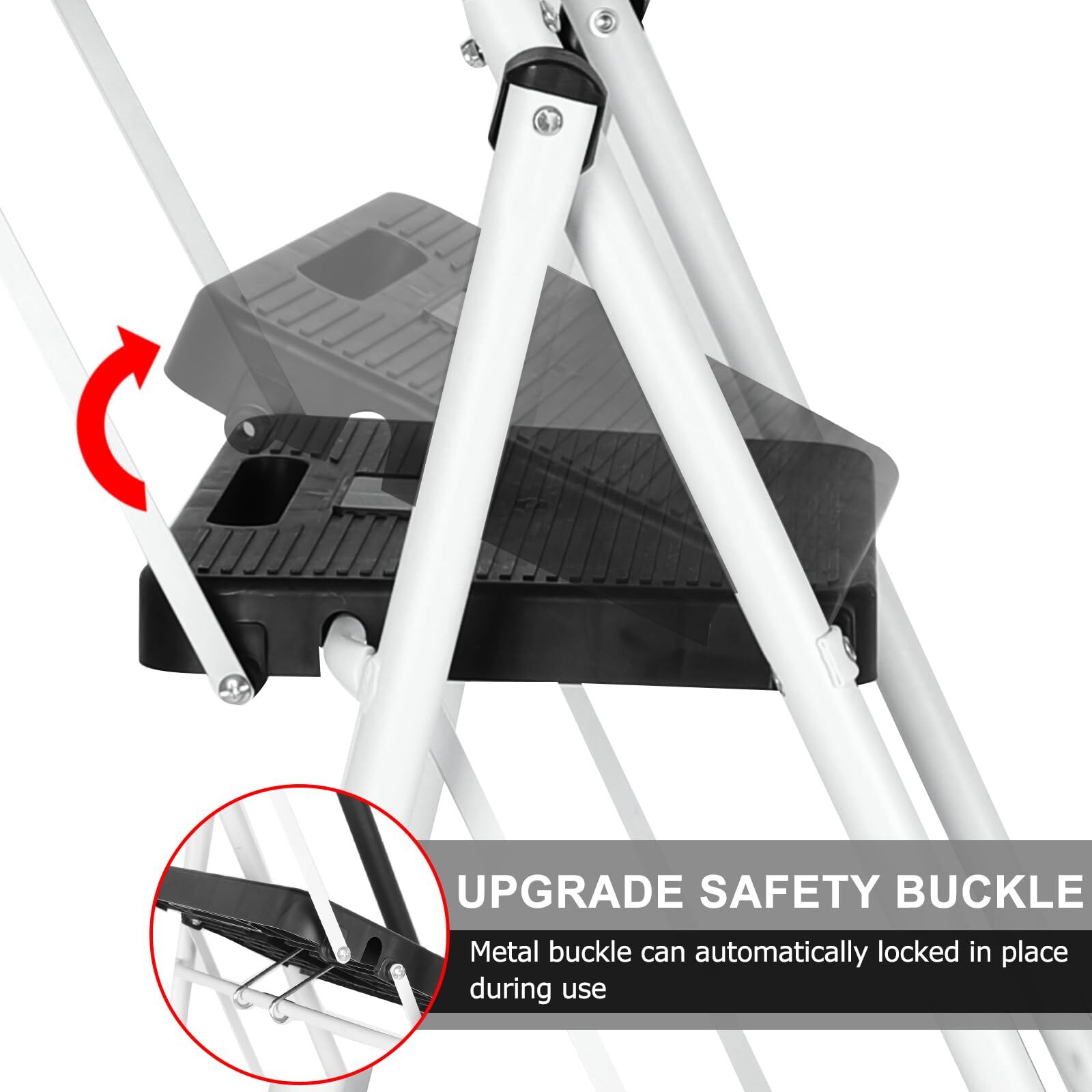 3 Step Non-Slip Stool Ladder with Handrails 500 lbs folding Attachable Tool Bag