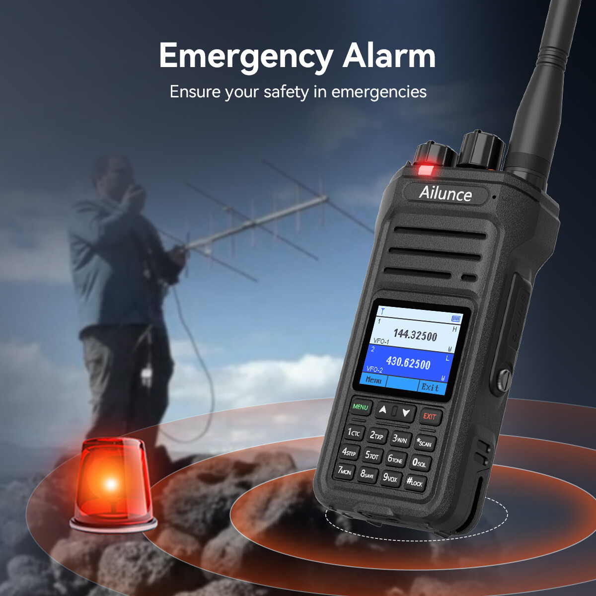 Retevis Ailunce HA1UV Ham Radio Dual Band IP67 2800mA NOAA USB-C Walkie Talkies