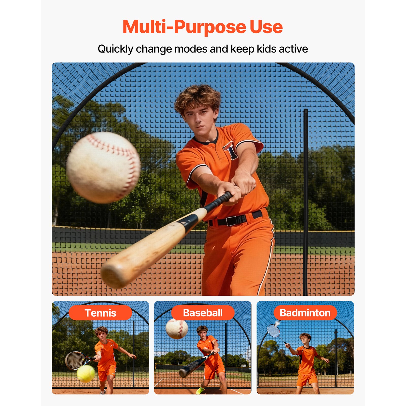 Uimoso Baseball Batting Cage 12.0 x 10.2 x 7.6 FT for Indoor and Outdoor Use