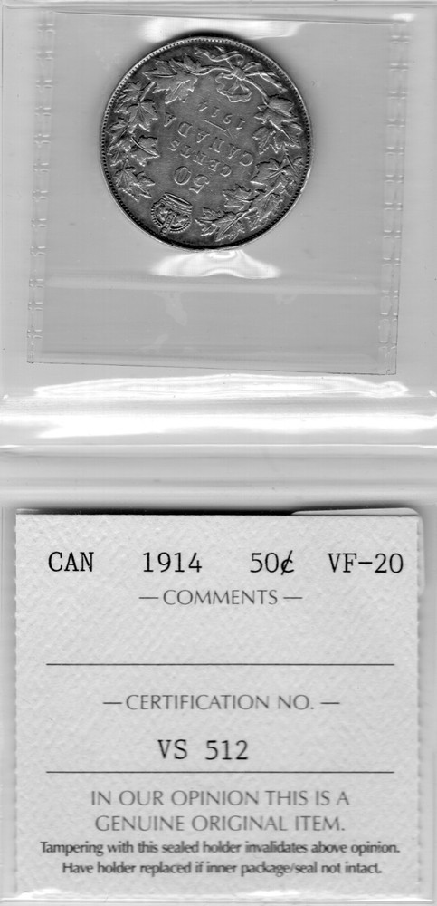 Canadian 1914 50 cent VF 20
