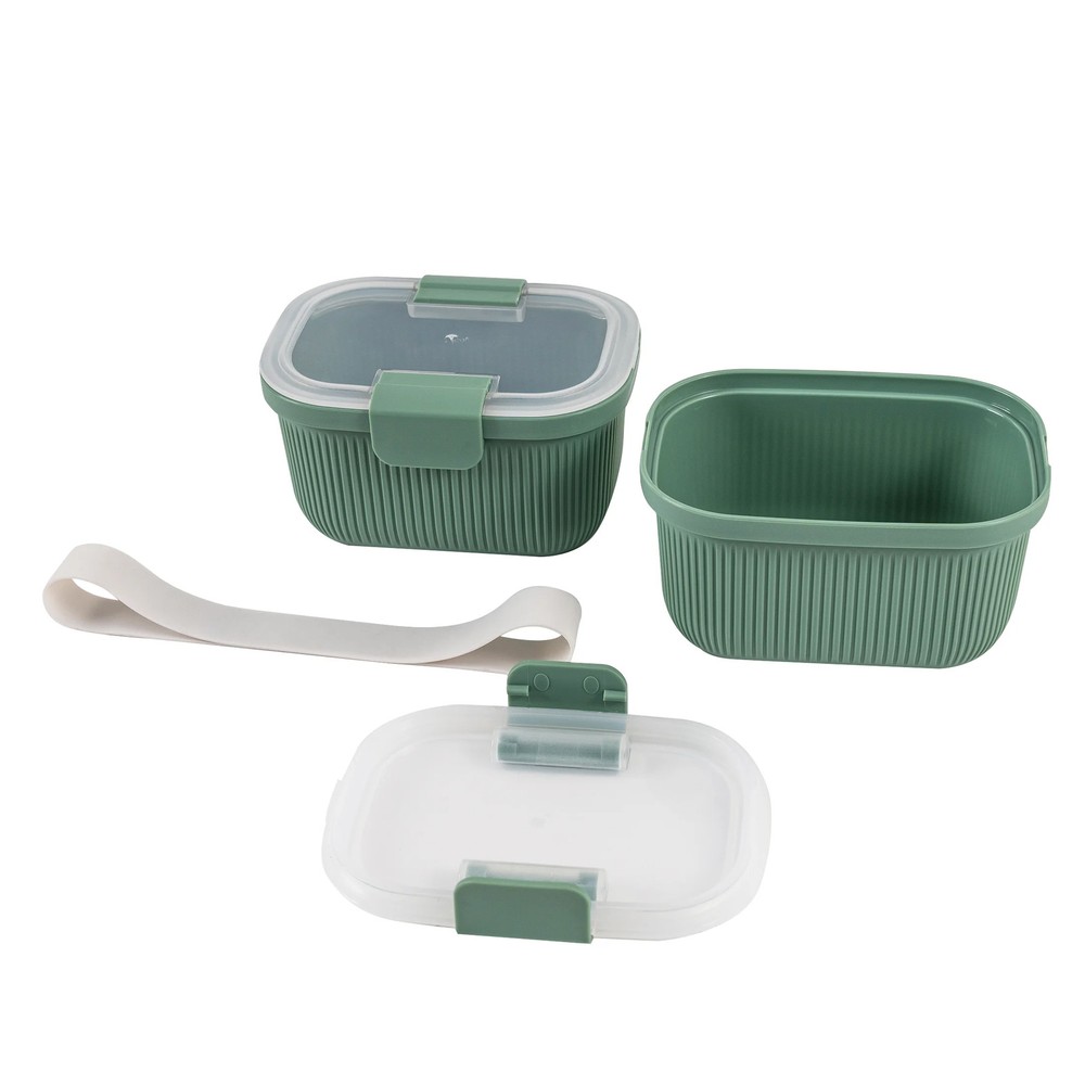 Mainstays Green Rectangle Bento Snack Container, 19oz
