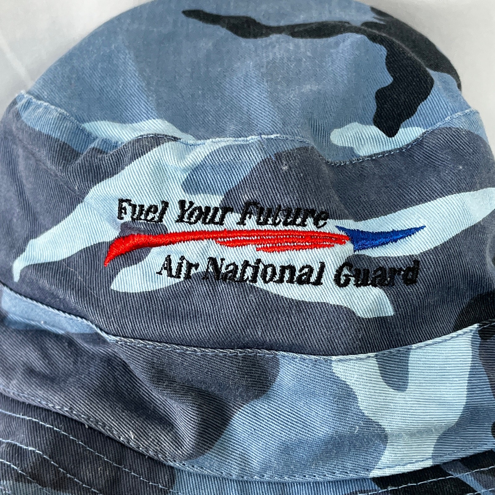 Air National Guard Bucket Hat Blue Camo Canvas Boonie Fuel Your Future O/S Promo