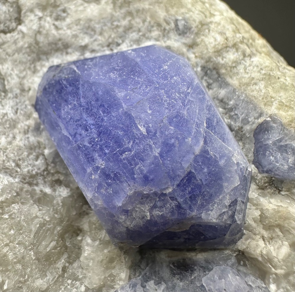 1378 Gr. Fluorescent Phosphorescent Tenebrescent Hackmanite Crystals On Calcite