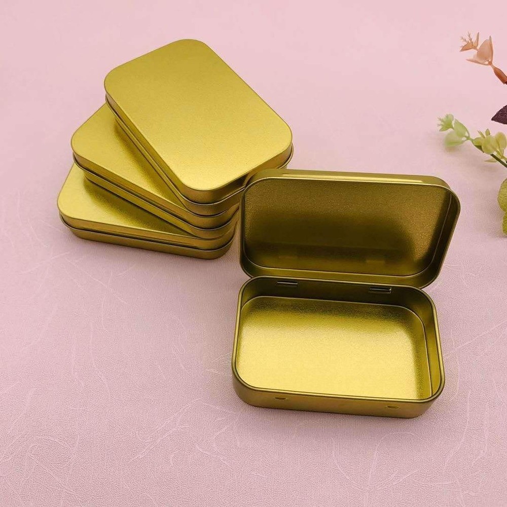 20 Pieces Rectangular Metal Empty Hinged Tins Containers Basic Necessities Ho...