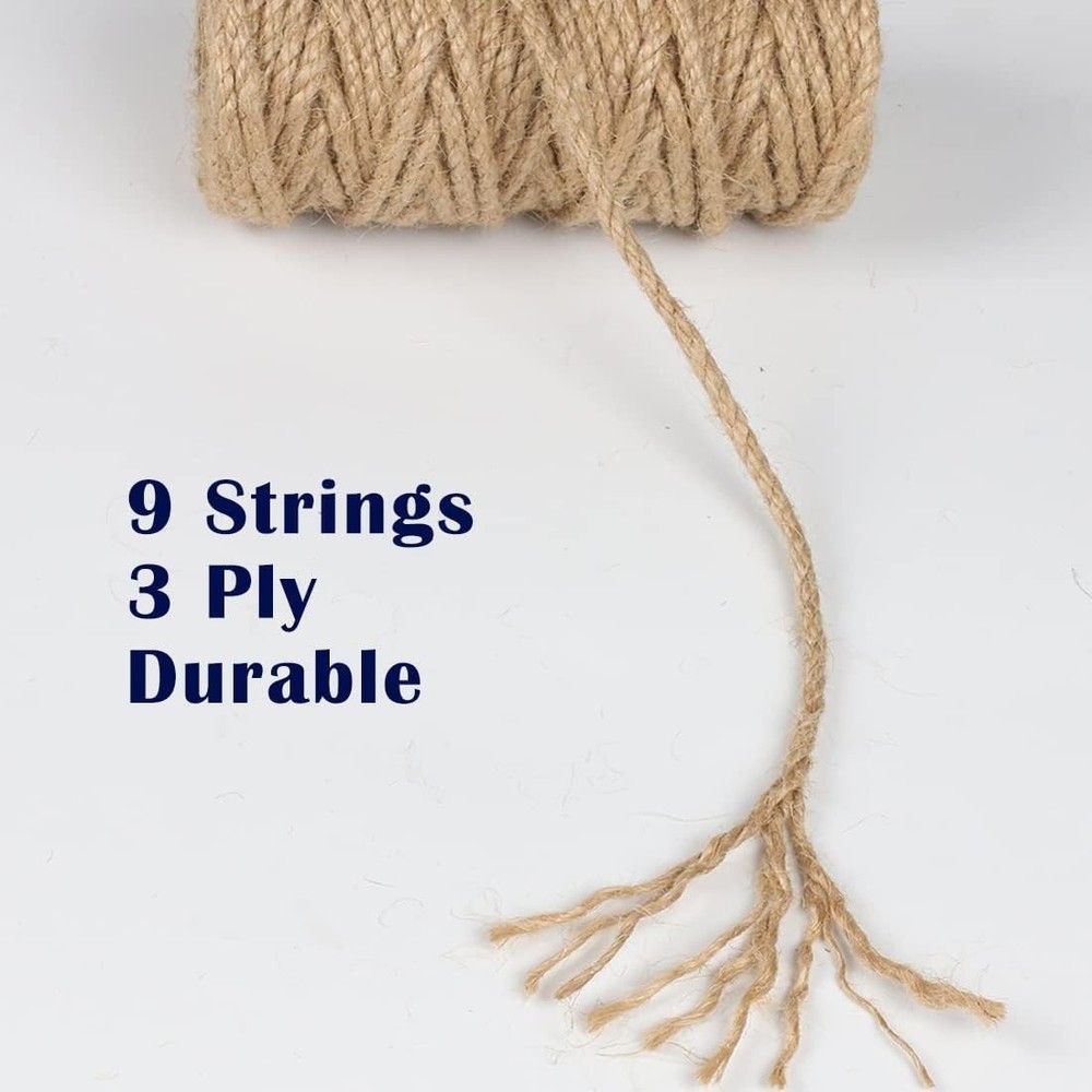 Durable 5mm Thick Jute Rope - 105 Feet Perfect for DIY Projects & Pet Scratching