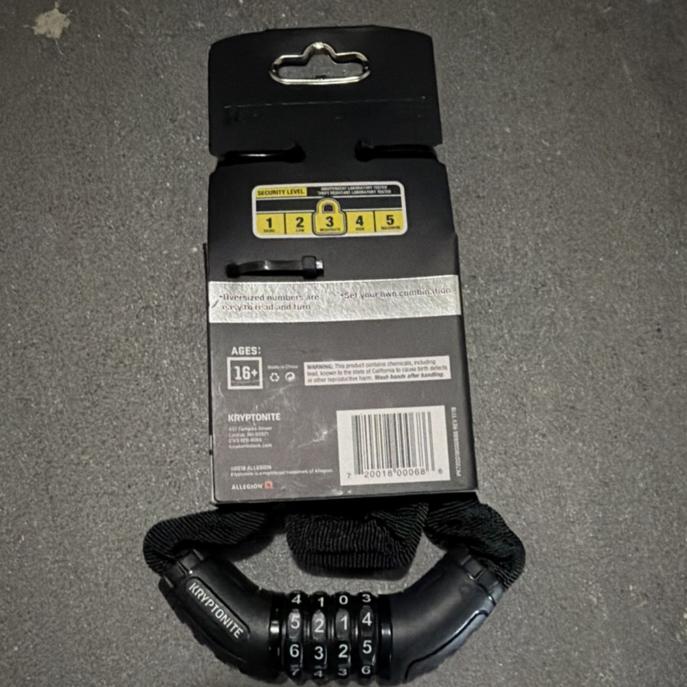 Kryptonite Resettable Combination Chain Bike Lock Security Level 3 Black 3ft