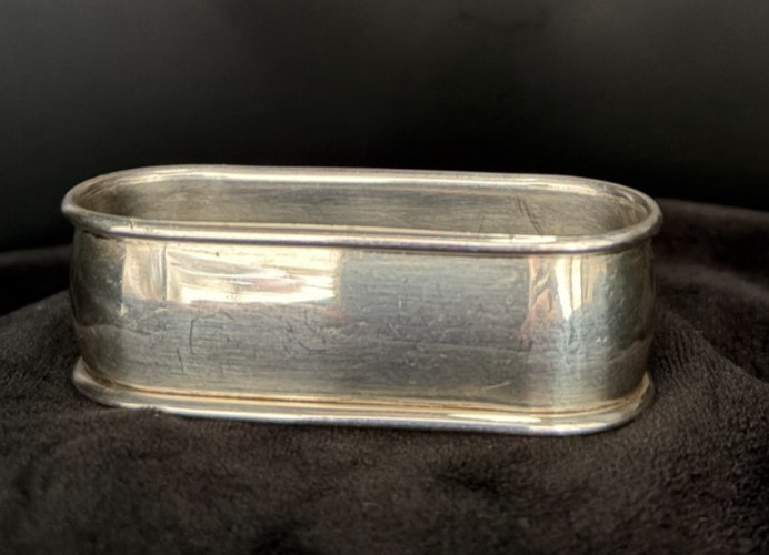 Webster Co Sterling Silver Napkin Ring Art Deco Engine Turned Monogram MJS