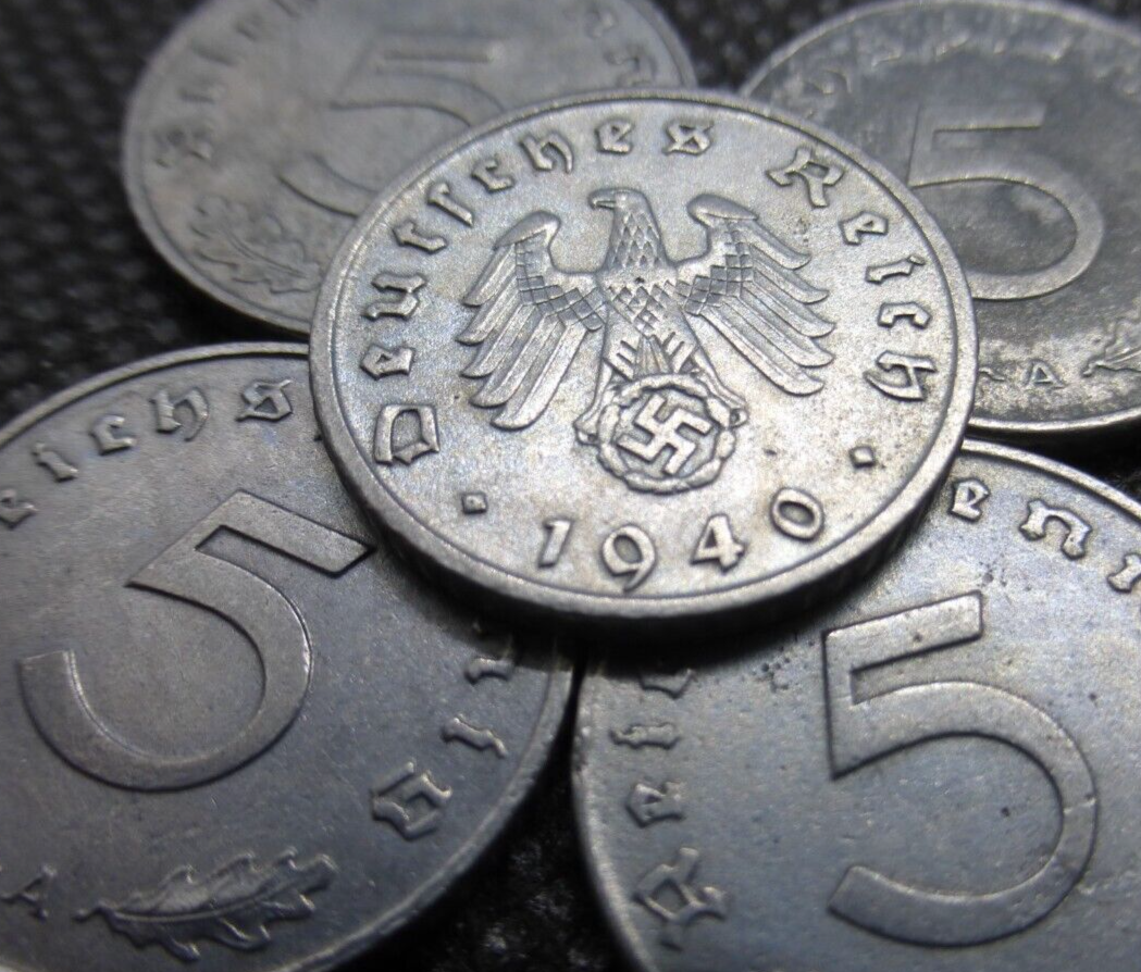 Nazi Germany WW2 Coin - 5 Reichspfennig Genuine Old Third Reich Rare Zinc Issue
