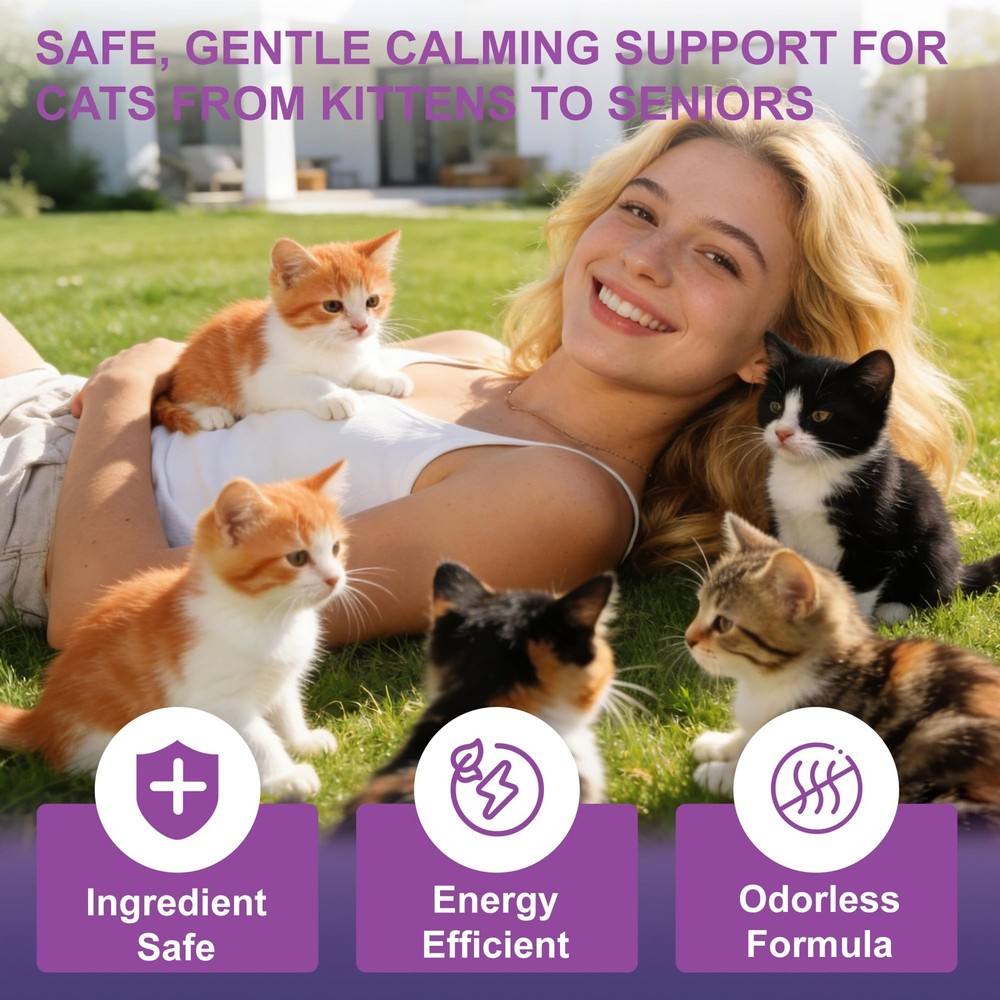 Cat Calming Pheromone Diffuser, Cat Anxiety Relief Diffuser Plug in Calmer wi...