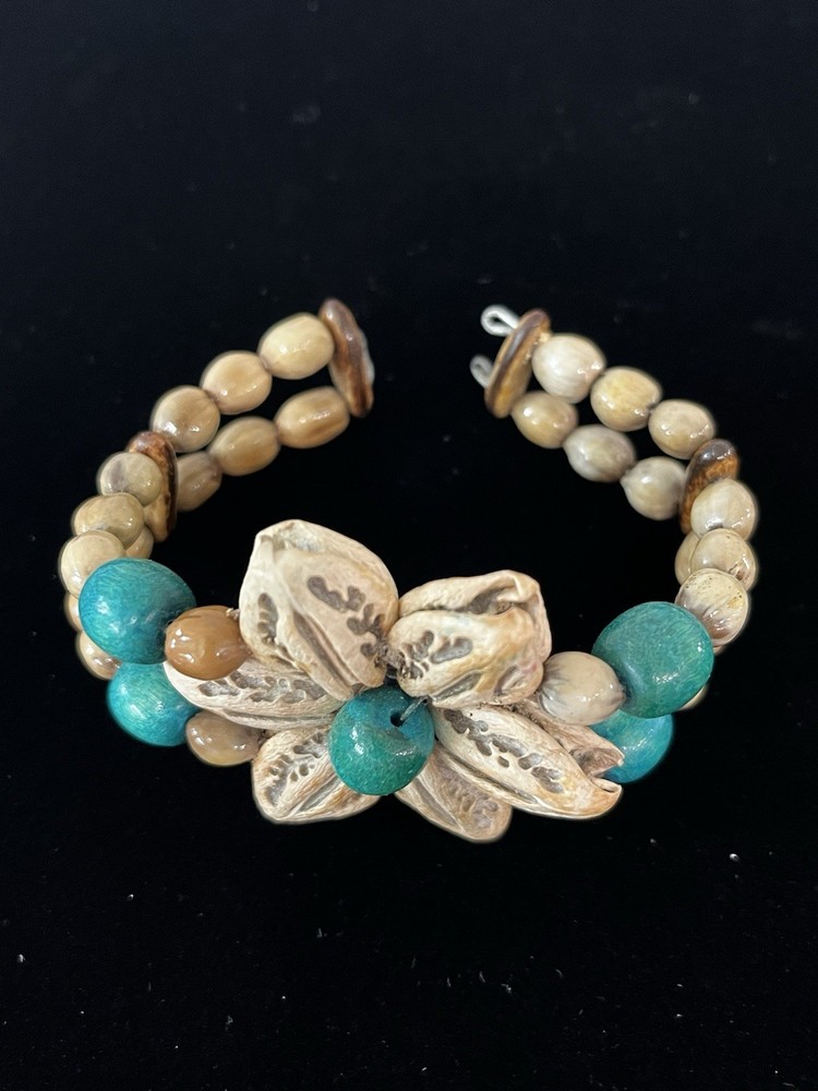 Shell Flower Wrap Cuff Bracelet Boho Retro Handmade