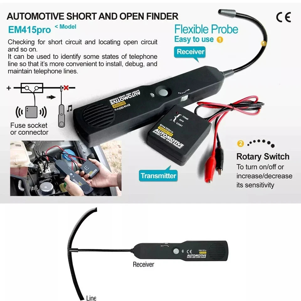 Automotive Circuit Tester Short & Open Finder DC 6-42V Car Wire Tracker Tool