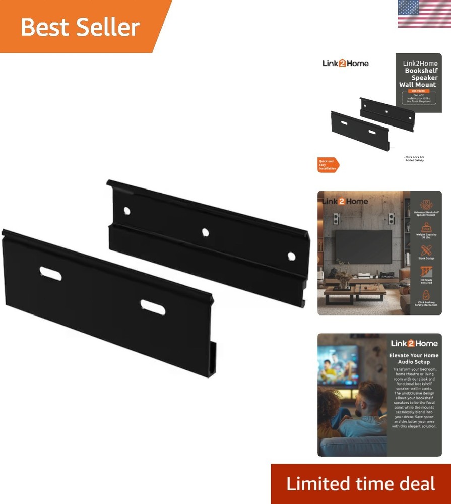 Elegant Speaker Wall Mount Brackets Set, 2pcs, 30 lbs Capacity, Quick Install