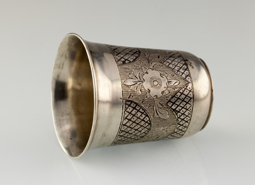 Antique Russian Silver Baby/Kiddish Cup With Flora Pattern