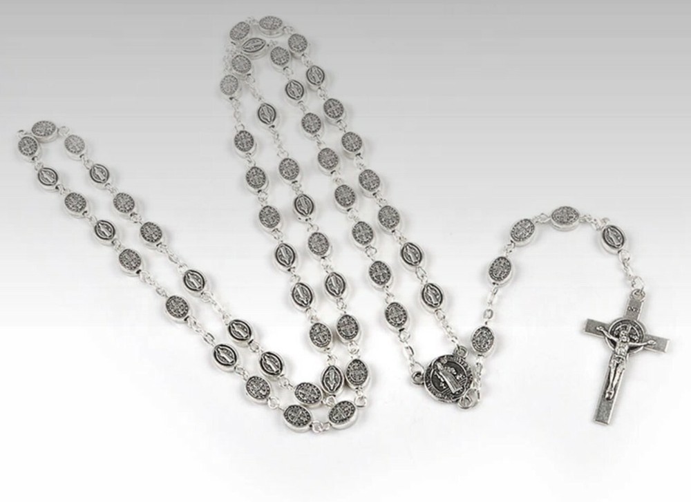 ST BENEDICT San Benito Unique Oval Rosary 22.5"