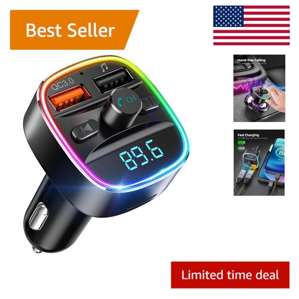 Bluetooth FM Transmitter, Bluetooth Car Adapter with Dual USB Charger Wireles...