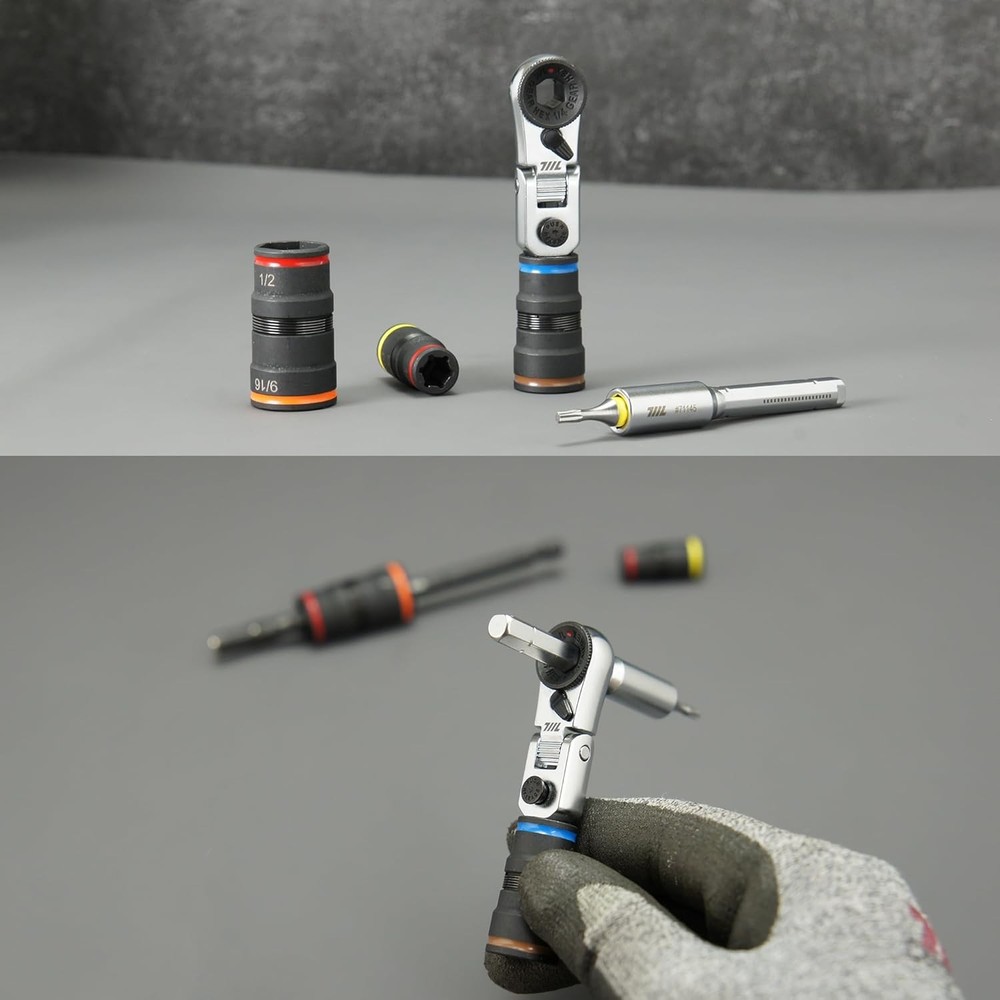Mini 1/4" Ratchet Wrench with Socket Extension for EDC